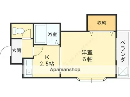 リバーサイド瓢箪山(1K/2階)の間取り写真