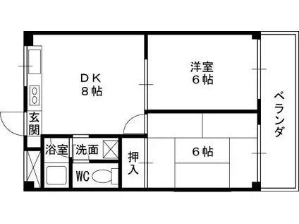 メゾンオカモト(2DK/3階)の間取り写真