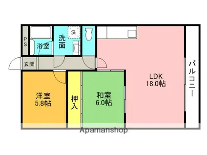 バーンフリート寝屋川(2LDK/5階)の間取り写真