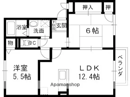 エスト・ステーブル(2LDK/2階)の間取り写真