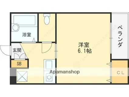 ポプルスONE(1K/1階)の間取り写真