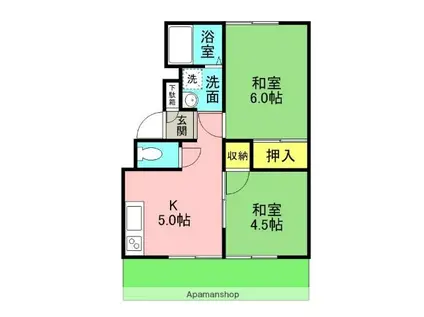 石橋ハイツ(2K/2階)の間取り写真