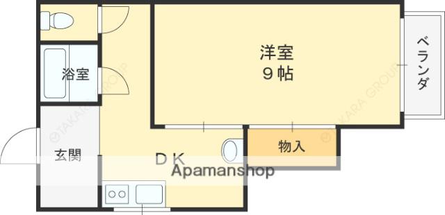 宇奈月マンション(1K/2階)の間取り写真
