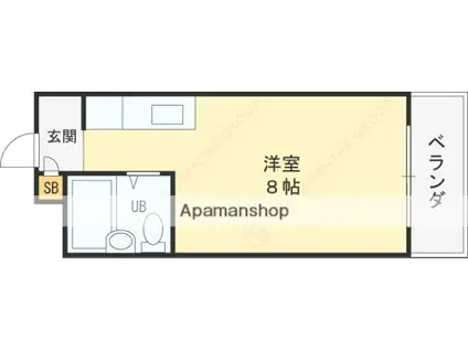 瓢箪山ハイツ(ワンルーム/4階)の間取り写真