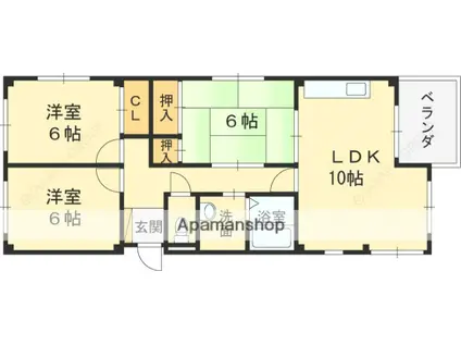 ヴェナビスタ石切(3LDK/3階)の間取り写真