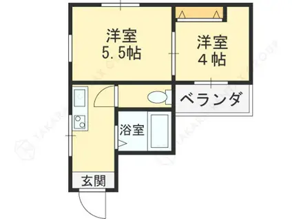 大宝八戸ノ里マンション(2K/3階)の間取り写真