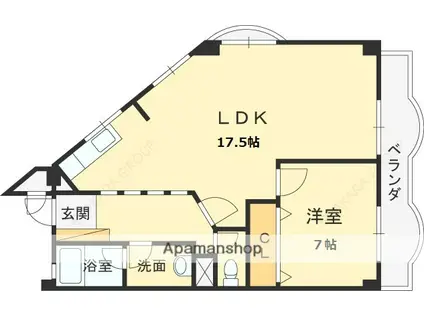苦楽園グリーンハイツ(1LDK/5階)の間取り写真