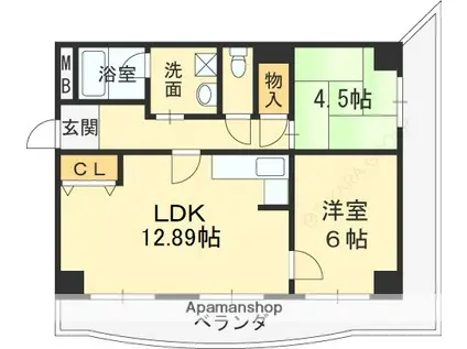 グリーンたちばな(2LDK/2階)の間取り写真