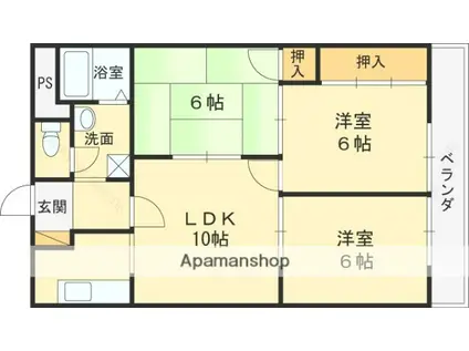 グランドシャトー山本(3LDK/5階)の間取り写真