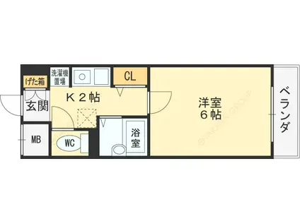 M・SUNRISE(1K/4階)の間取り写真