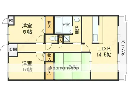 アムール新池島(3LDK/2階)の間取り写真