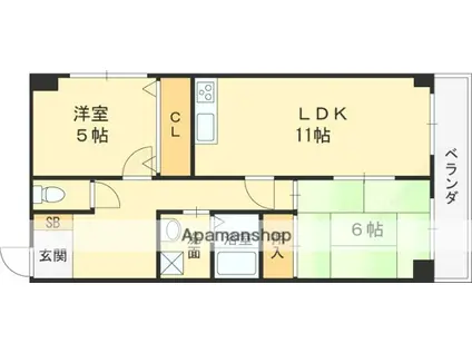 NS PALASE(2LDK/4階)の間取り写真