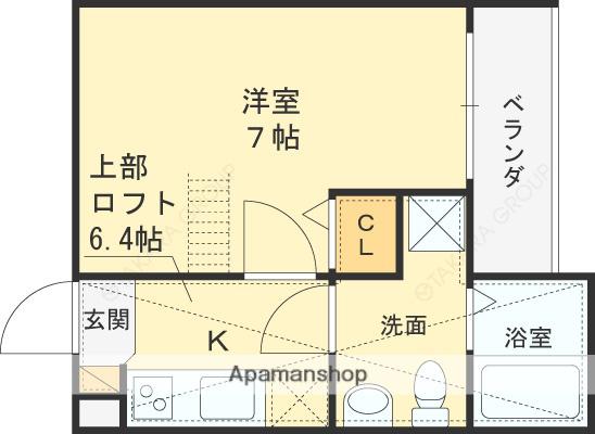 サンテラス西岩田(1K/1階)の間取り写真