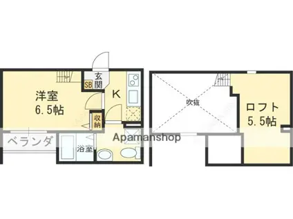 スターライト 夕星(1K/2階)の間取り写真