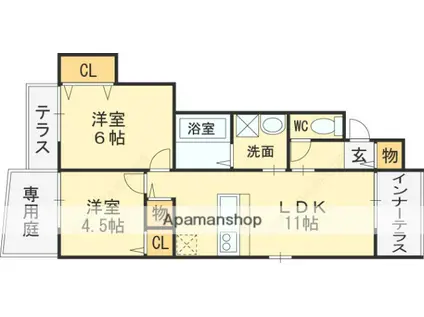 PICCOLO QUATTRO(2LDK/1階)の間取り写真