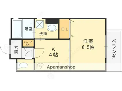 ロータス長瀬(1K/3階)の間取り写真