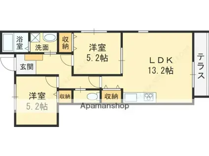 タケハイツ久宝寺(2LDK/1階)の間取り写真