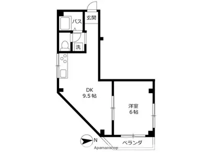 ハイツハピネス(1DK/3階)の間取り写真