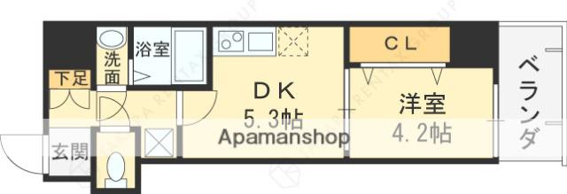 GARDENIA高井田(1DK/5階)の間取り写真