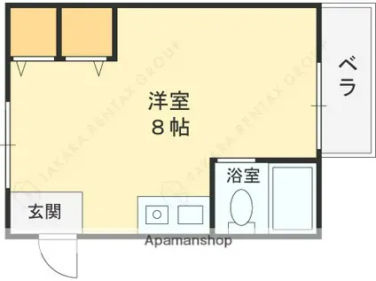 シャトーハイツ(ワンルーム/2階)の間取り写真