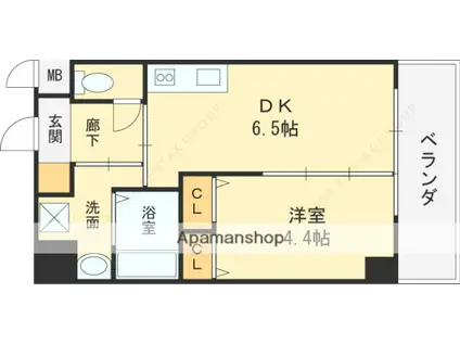 BRILLANTE東花園(1DK/7階)の間取り写真