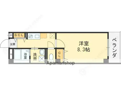 エルミタージュ小若江1号館(1K/1階)の間取り写真