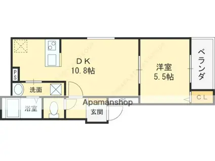 アート樟葉3(1LDK/3階)の間取り写真