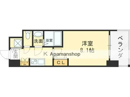 グランカーサ高井田(1K/11階)の間取り写真