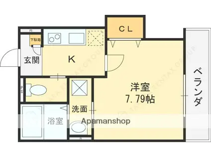 KTIレジデンス弥刀(1K/2階)の間取り写真