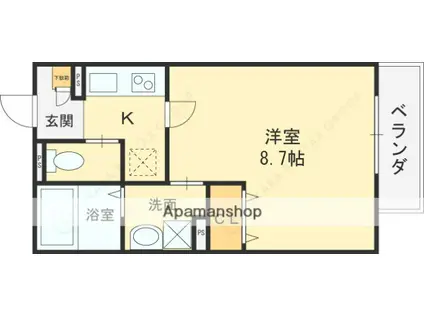 KTIレジデンス弥刀(1K/2階)の間取り写真