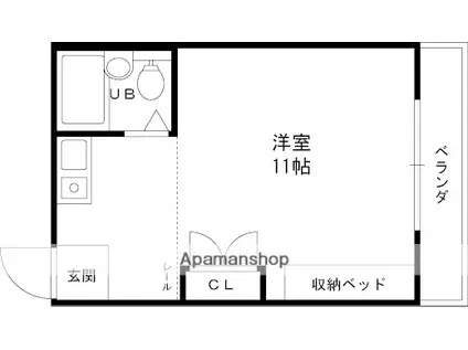 長瀬駅前マンション(ワンルーム/2階)の間取り写真