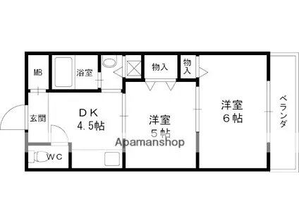 FM城ヶ堀(2K/5階)の間取り写真