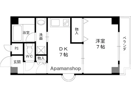 セレナ東甲子園(1DK/3階)の間取り写真