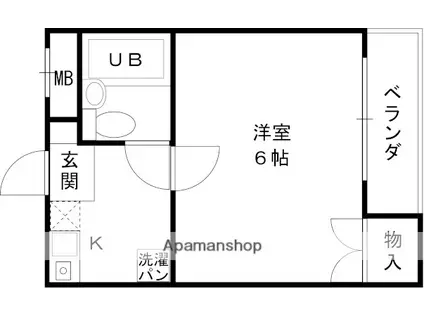 ラ・ヴィスタ弥生(1K/3階)の間取り写真