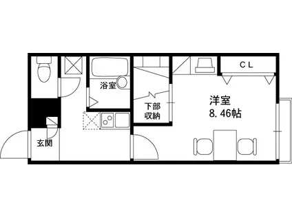 レオパレスコンフォート(1K/1階)の間取り写真