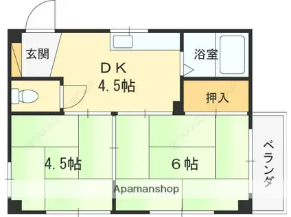 サンパレス21甲子園(2DK/3階)の間取り写真