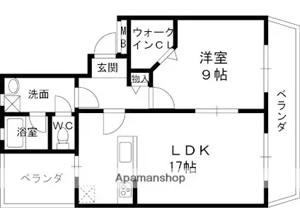 GRAND岡山手(1LDK/3階)の間取り写真
