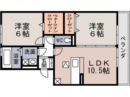 グレース中谷B(2LDK/1階)の間取り写真