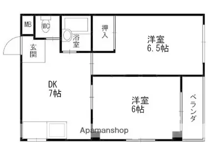 メゾンはた(2DK/3階)の間取り写真
