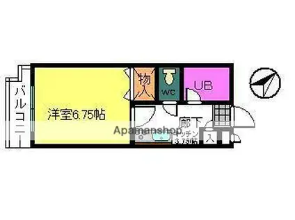 ラ・ルミエール(1K/3階)の間取り写真