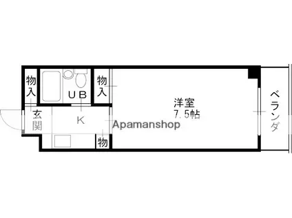ハイツホーシャ(1K/4階)の間取り写真