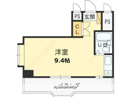 キングコーポラスⅡ(ワンルーム/1階)の間取り写真