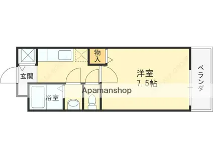 フジパレス シェソワ土塔(1K/1階)の間取り写真