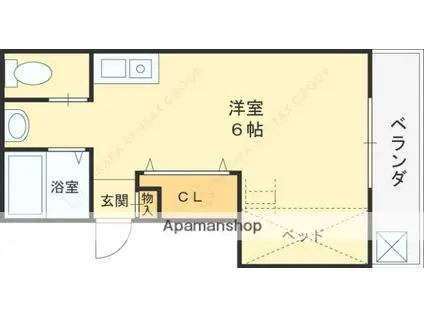 ハイム・フルース(ワンルーム/2階)の間取り写真