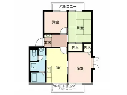 クレスト堺Ⅰ・Ⅱ(3DK/2階)の間取り写真