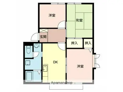 クレスト堺Ⅰ・Ⅱ(3DK/1階)の間取り写真