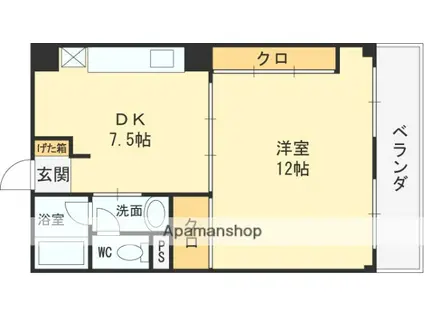 三幸ハイツ(1DK/1階)の間取り写真