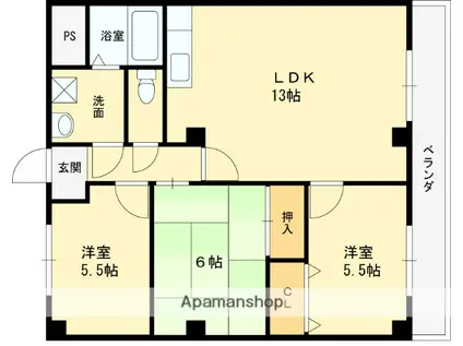 シャングリラ深井(3LDK/2階)の間取り写真