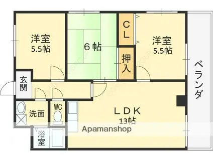 シャングリラ深井(3LDK/2階)の間取り写真