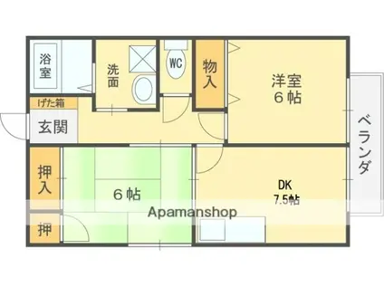 パレス西田(2DK/1階)の間取り写真